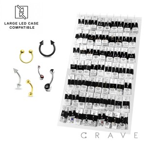 189PCS OF ASSORTED 316L SURGICAL STEEL TONGUE/ LABRET/ HORSE SHOE/ EYEBROW/BELLY JEWELRY PANEL